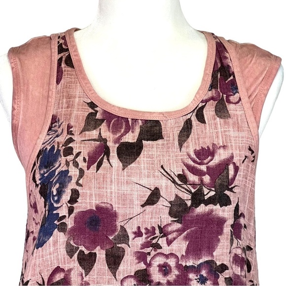 VASNA Lace Shift Dress Sm Boho Lagenlook Layered Flowy Mesh Pink Blue Floral - Picture 5 of 17